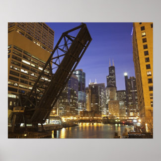 USA, Illinois, Chicago, Chicago River Poster