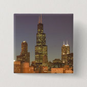 USA, Illinois, Chicago: City Skyline / Abend Button (Vorderseite)
