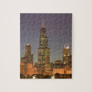 USA, Illinois, Chicago: City Skyline / Abend Puzzle