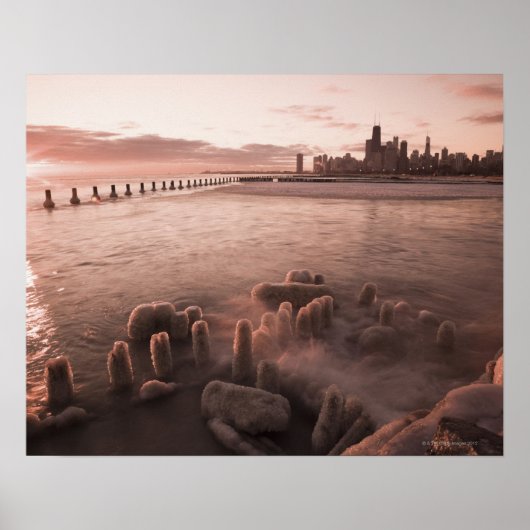 USA, Illinois, Chicago, City skyline over Lake 4 Poster (Vorne)