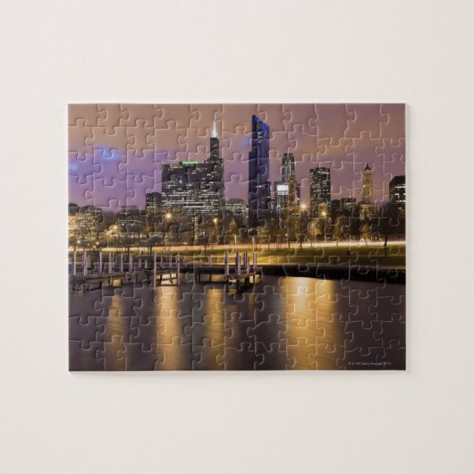 USA, Illinois, Chicago, City skyline und marina Puzzle (Horizontal)