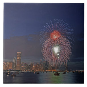 USA, Illinois, Chicago, Feuerwerk am Vierten Juli Fliese