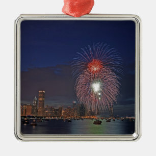 USA, Illinois, Chicago, Feuerwerk am vierten Juli Silbernes Ornament