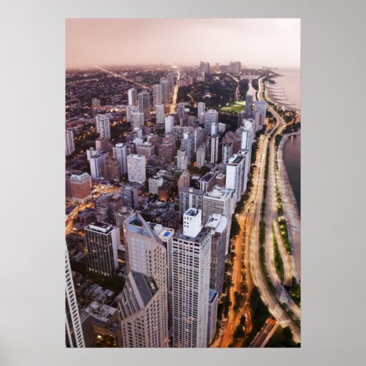 USA, Illinois, Chicago, Luftsicht auf den See Poster (Vorne)