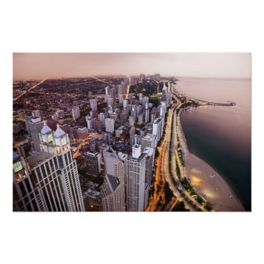 USA, Illinois, Chicago, Luftsicht auf den See Poster (Vorderseite)