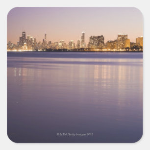 USA, Illinois, Chicago, Stadt-Skyline über See 3 Quadratischer Aufkleber