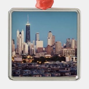 USA, Illinois, Nordschleife in Chicago-Panorama Ornament Aus Metall