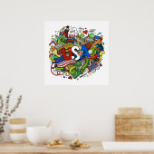 USA Illustration Art Poster (Küche)