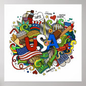 USA Illustration Art Poster (Vorne)