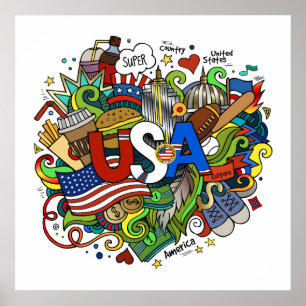 USA Illustration Art Poster