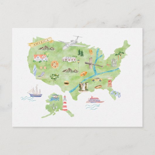USA Illustrierte Karte (Vorderseite)