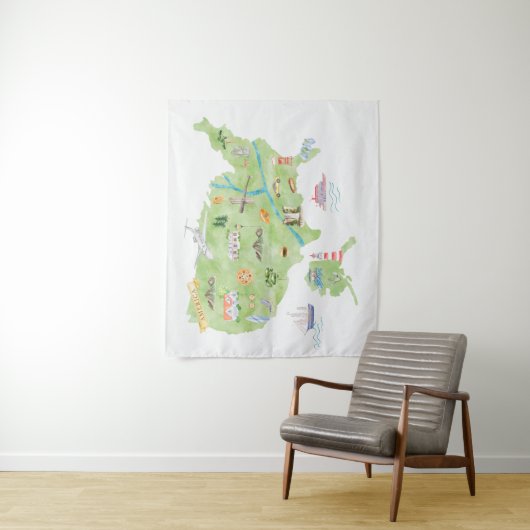 USA Illustrierte Karte Wandteppich (Beispiel)