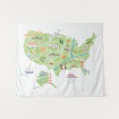 USA Illustrierte Karte Wandteppich (Vorderseite (Horizontal))