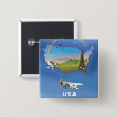 USA Illustriertes Reiseplakat Button (Vorne & Hinten)