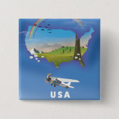 USA Illustriertes Reiseplakat Button (Vorderseite)