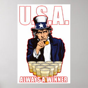 "USA: Immer ein Gewinner" Bierpong-Poster Poster