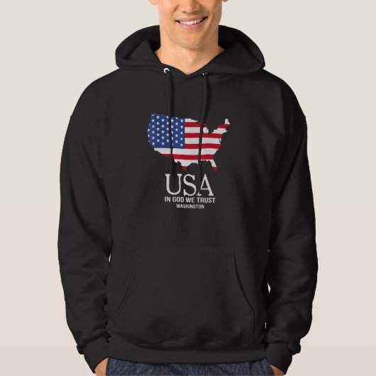 USA In God We Trust Washington Map Flag Patriotic  Hoodie (Vorderseite)
