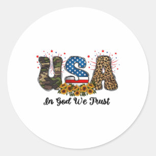 USA in Gott wir vertrauen Amerika Flag 4. Juli Pat Runder Aufkleber