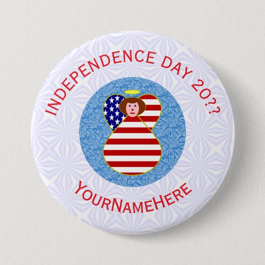 USA Independence Day Angel Flag Personalisiert Button (Vorderseite)
