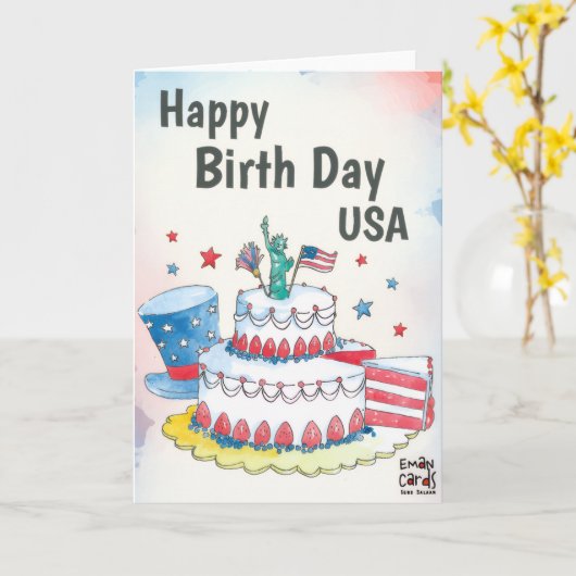 USA Independence Day - Cake Karte (Gelbe Blume)