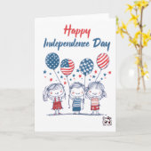USA Independence Day - Cute Kids Karte (Gelbe Blume)