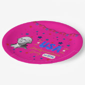 USA Independence Day hot pink Pappteller (Schrägansicht)