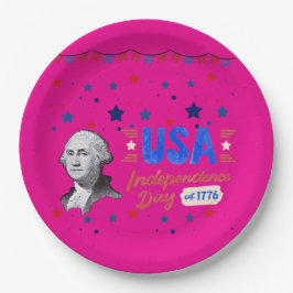 USA Independence Day hot pink Pappteller