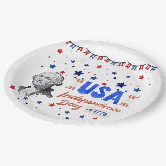 USA Independence Day Pappteller (Schrägansicht)