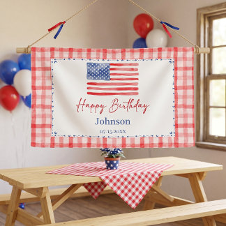 USA Independence Day Themed Birthday Banner