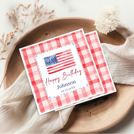 USA Independence Day Themed Birthday Serviette