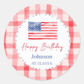 USA Independence Day Themed Birthday Sticker (Vorderseite)