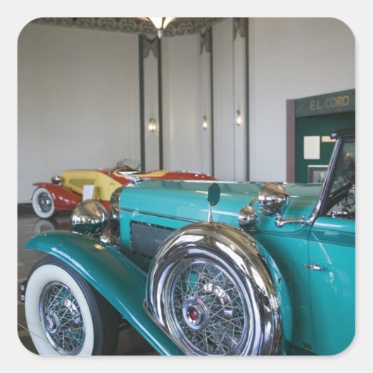 USA, Indiana, Auburn, Cord, Duesenberg 3 Quadratischer Aufkleber (Vorderseite)