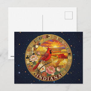 USA Indiana Staatsembleme Postkarte