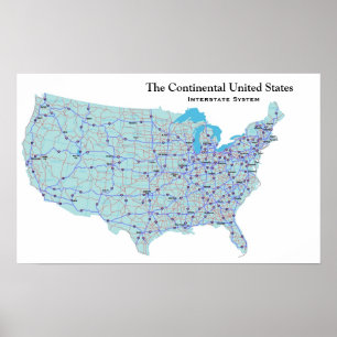 USA Interstate System Print Poster