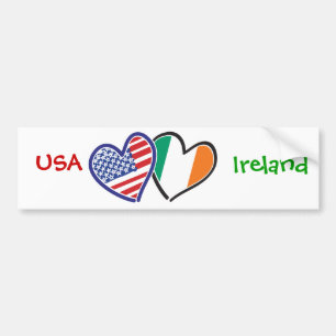 USA Ireland Heart Flags Autoaufkleber