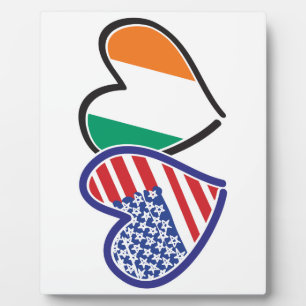 USA Ireland Heart Flags Fotoplatte