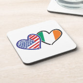 USA Ireland Heart Flags Getränkeuntersetzer (Linke Seite)