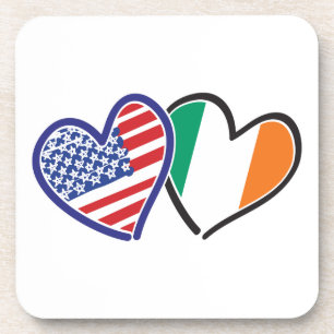 USA Ireland Heart Flags Getränkeuntersetzer