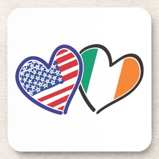USA Ireland Heart Flags Getränkeuntersetzer (Vorderseite)