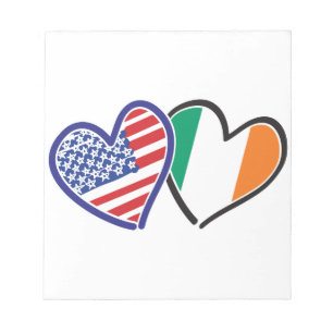 USA Ireland Heart Flags Notizblock