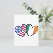 USA Ireland Heart Flags Postkarte (Stehend Vorderseite)
