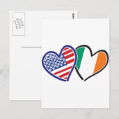 USA Ireland Heart Flags Postkarte (Vorne/Hinten)