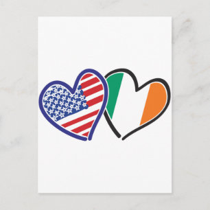 USA Ireland Heart Flags Postkarte