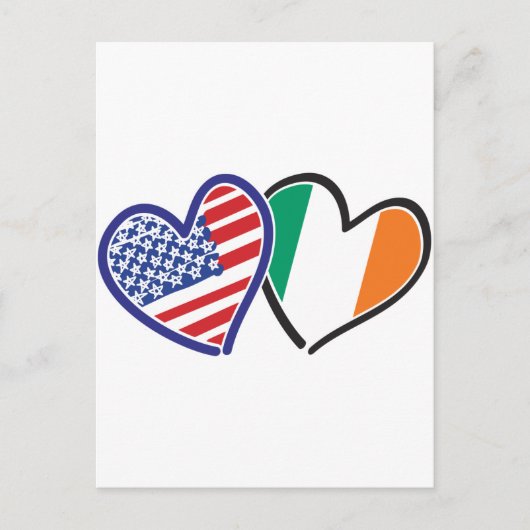 USA Ireland Heart Flags Postkarte (Vorderseite)