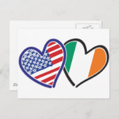 USA Ireland Heart Flags Postkarte (Vorne/Hinten)