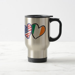 USA Ireland Heart Flags Reisebecher