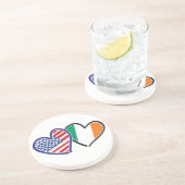 USA Ireland Heart Flags Sandstein Untersetzer (Seite)