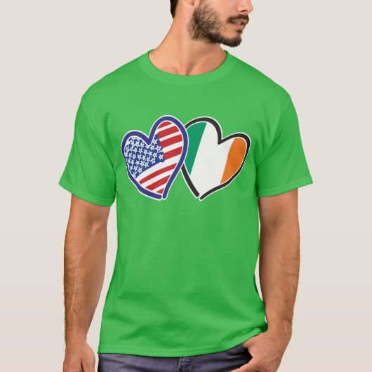 USA Ireland Heart Flags T-Shirt (Vorderseite)