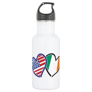 USA Ireland Heart Flags Trinkflasche