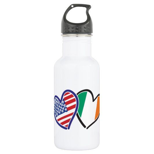 USA Ireland Heart Flags Trinkflasche (Vorderseite)